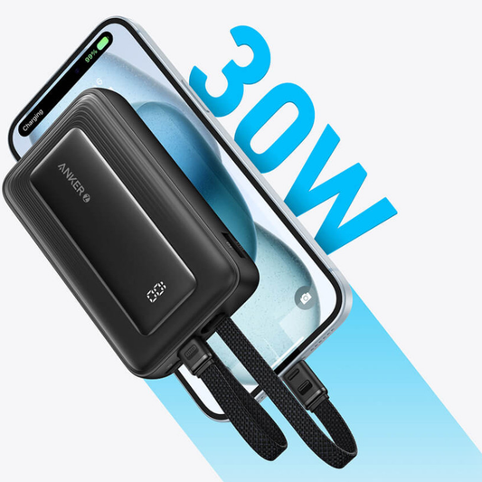 Ekstern batteri Anker PowerCore, 10000mAh, 30W, QC + PD, 1 x Lightning - 1 x USB-A - 2 x USB-C, Sort A1680G11