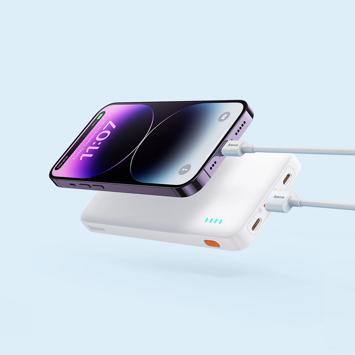 Ekstern batteri Baseus Airpow, 10000mAh, 20W, QC + PD, 1 x USB-A - 1 x USB-C, Hvid