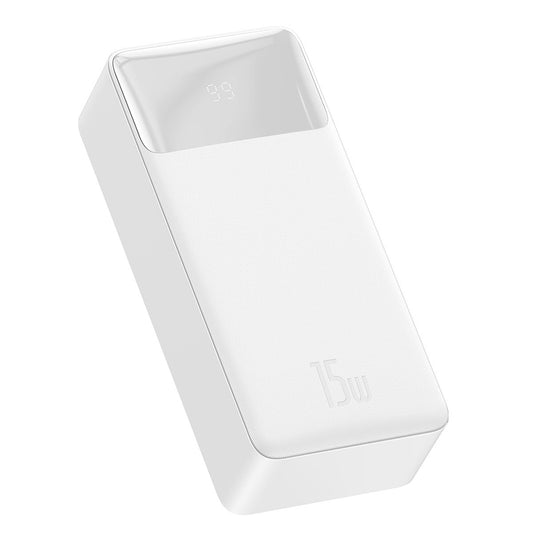 Ekstern batteri Baseus Bipow, 30000mAh, 15W, 1 x USB-C - 2 x USB-A, Hvid PPBD050202