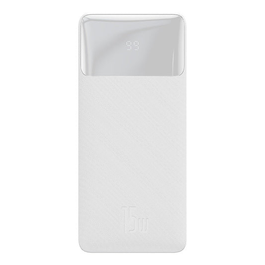 Baseus Bipow Eksternt Batteri, 10000mAh, 15W, 1 x USB-C - 2 x USB-A, Hvid PPBD050002