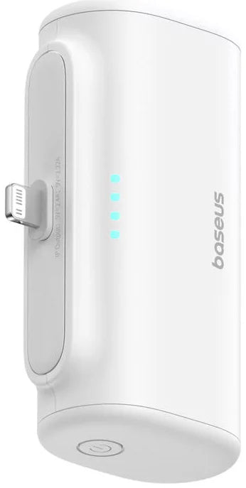 Ekstern batteri Baseus Compact, 5000mAh, 20W, PD, 1 x Lightning - 1 x USB-C, Hvid P10068307213-00
