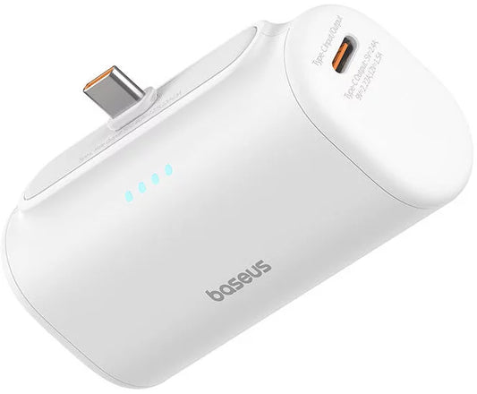 Ekstern Baseus Compact-batteri, 5000mAh, 20W, PD, 2 x USB-C, Hvid P10068306213-00