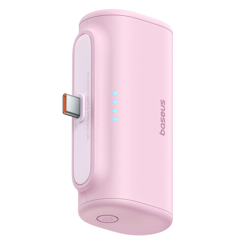 Ekstern batteri Baseus Compact, 5000mAh, 20W, PD, 2 x USB-C, Pink P10068306413-00