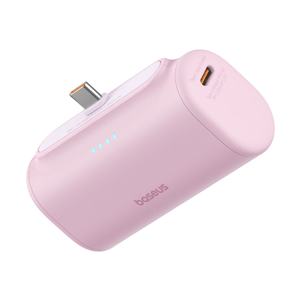 Ekstern batteri Baseus Compact, 5000mAh, 20W, PD, 2 x USB-C, Pink P10068306413-00