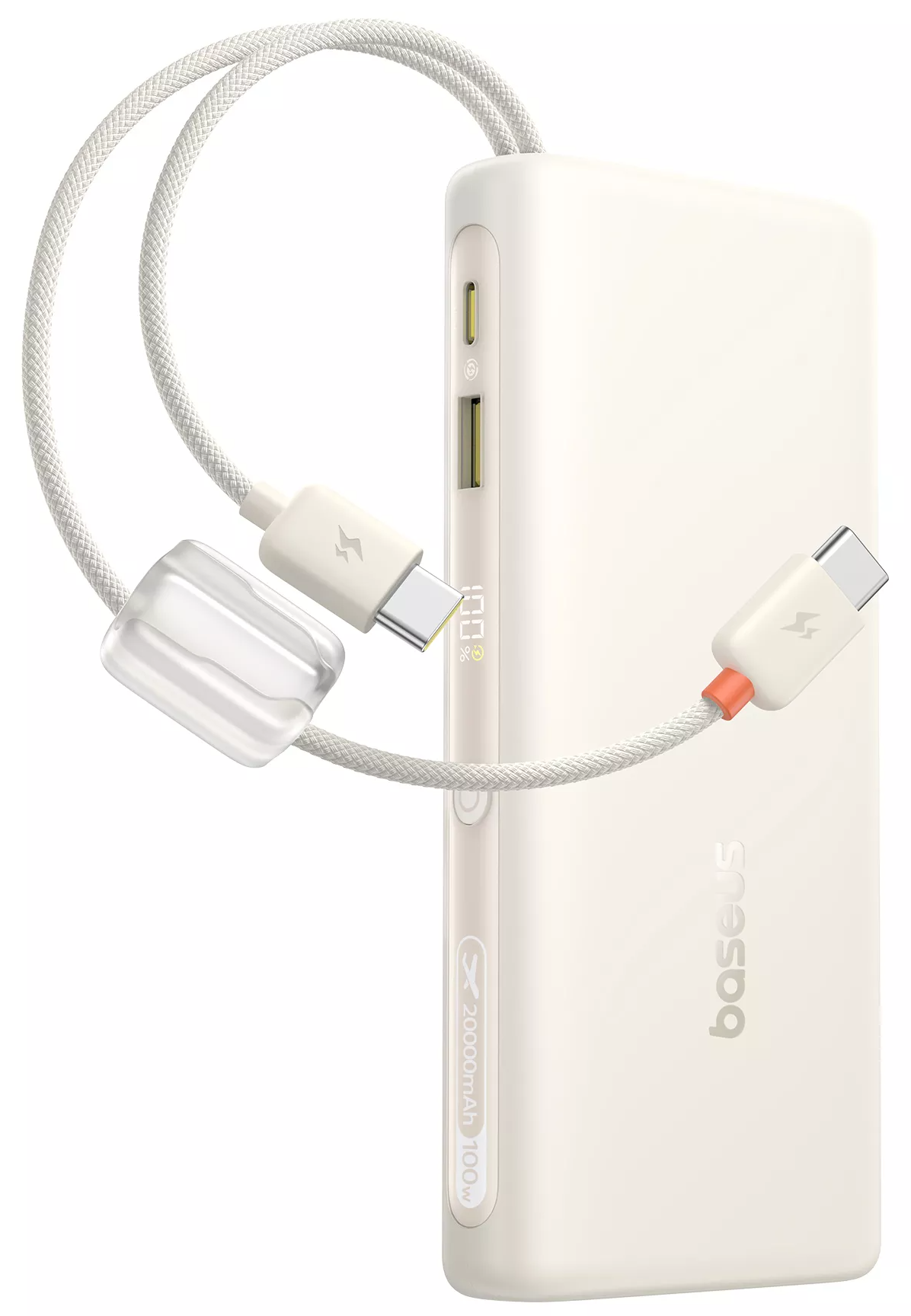 Baseus EnerFill FC41 Ekstern Batteri, 20000mAh, 100W, QC + PD, 1 x USB-A - 3 x USB-C, Hvid E0028N04
