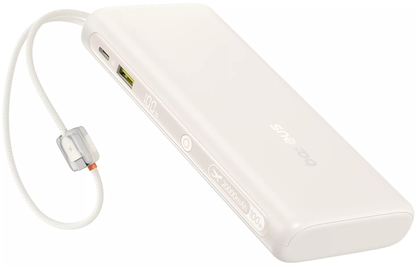 Baseus EnerFill FC41 Ekstern Batteri, 20000mAh, 100W, QC + PD, 1 x USB-A - 3 x USB-C, Hvid E0028N04