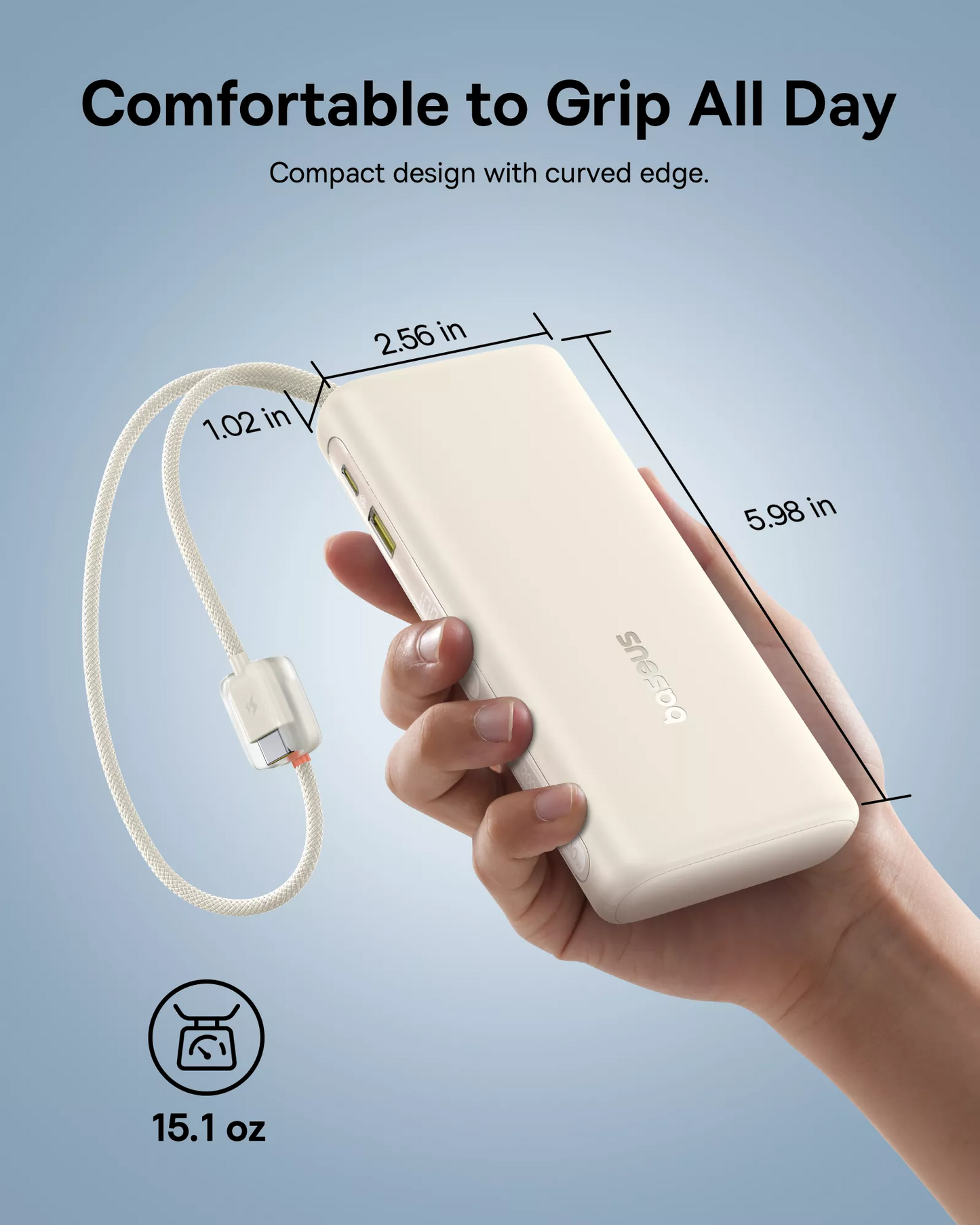 Baseus EnerFill FC41 Ekstern Batteri, 20000mAh, 100W, QC + PD, 1 x USB-A - 3 x USB-C, Hvid E0028N04