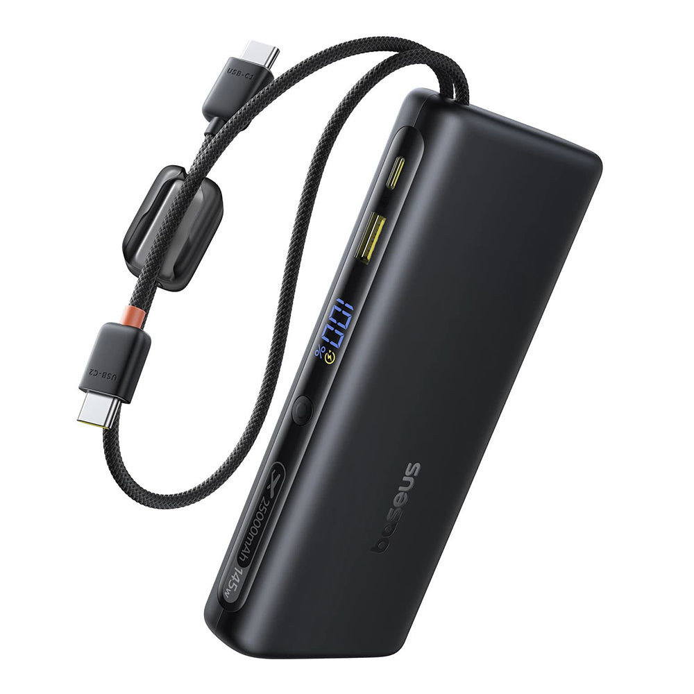 Baseus EnerFill FC41 Ekstern Batteri, 25000mAh, 145W, QC + PD, 1 x USB-A - 3 x USB-C, Sort E0028H03
