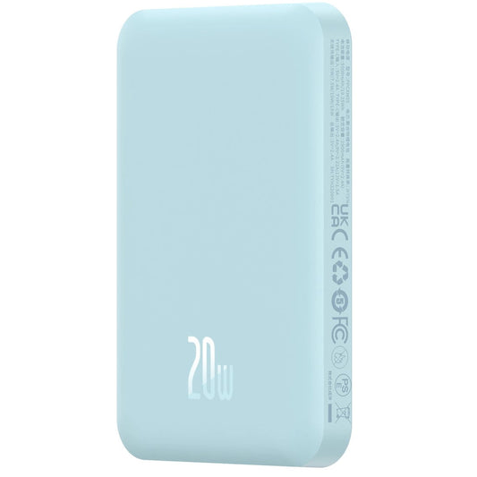Baseus Magnetic Mini Wireless External Battery, 5000mAh, 20W, PD + FQI, 1 x QI - 1 x USB-C, Blå P10022107313-00