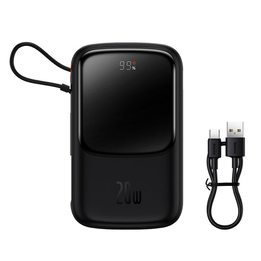 Ekstern batteri Baseus Qpow Pro, 10000mAh, 20W, QC + PD, 1 x Lightning - 1 x USB-A - 1 x USB-C, Sort PPQD020001