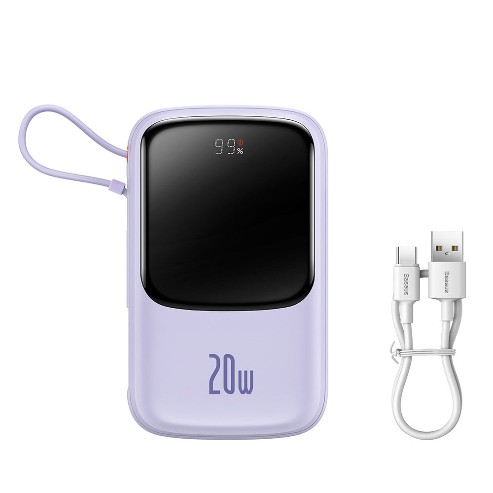 Ekstern batteri Baseus Qpow Pro, 20000mAh, 20W, QC + PD, 1 x Lightning - 1 x USB-A - 1 x USB-C, Lilla PPQD030005