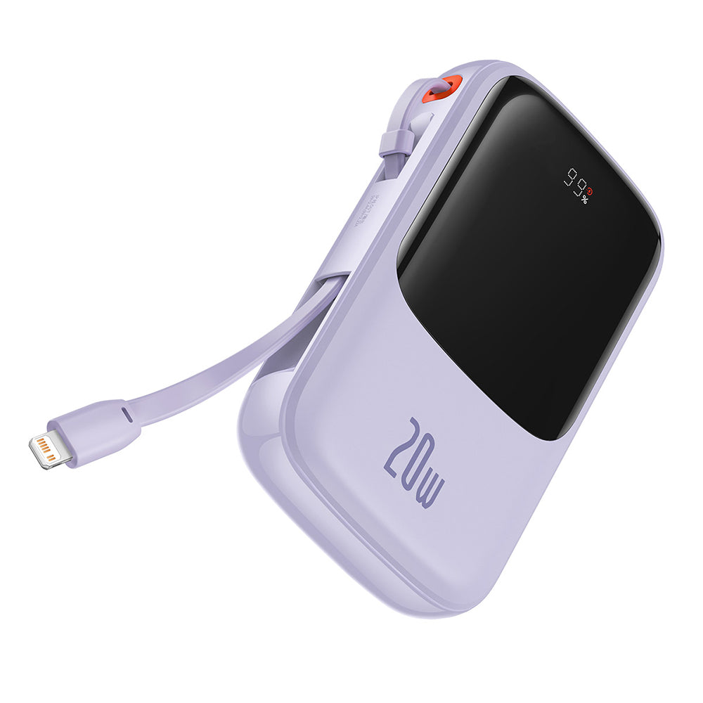 Ekstern batteri Baseus Qpow Pro, 20000mAh, 20W, QC + PD, 1 x Lightning - 1 x USB-A - 1 x USB-C, Lilla PPQD030005