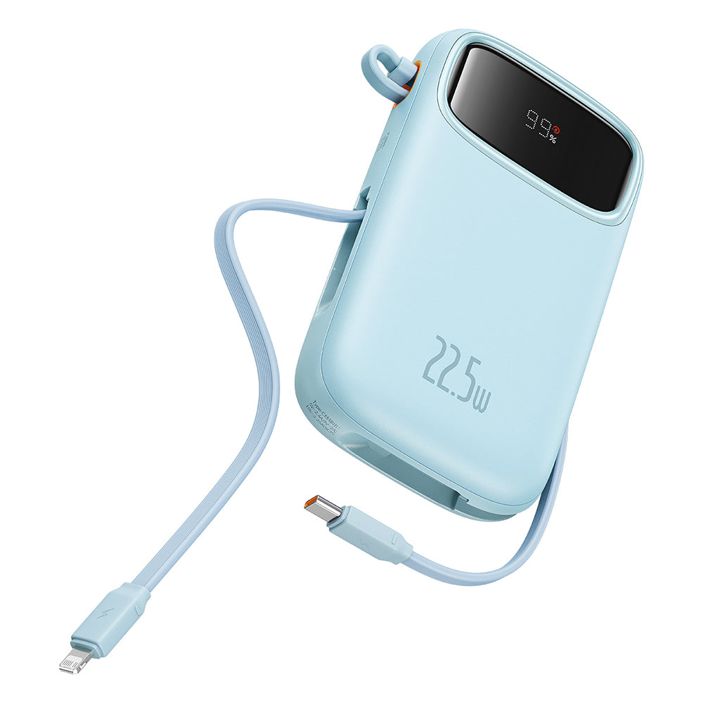 Ekstern batteri Baseus Qpow Pro+, 10000mAh, 22.5W, QC + PD, 1 x Lightning - 1 x USB-A - 2 x USB-C, Blå P10055003313-00