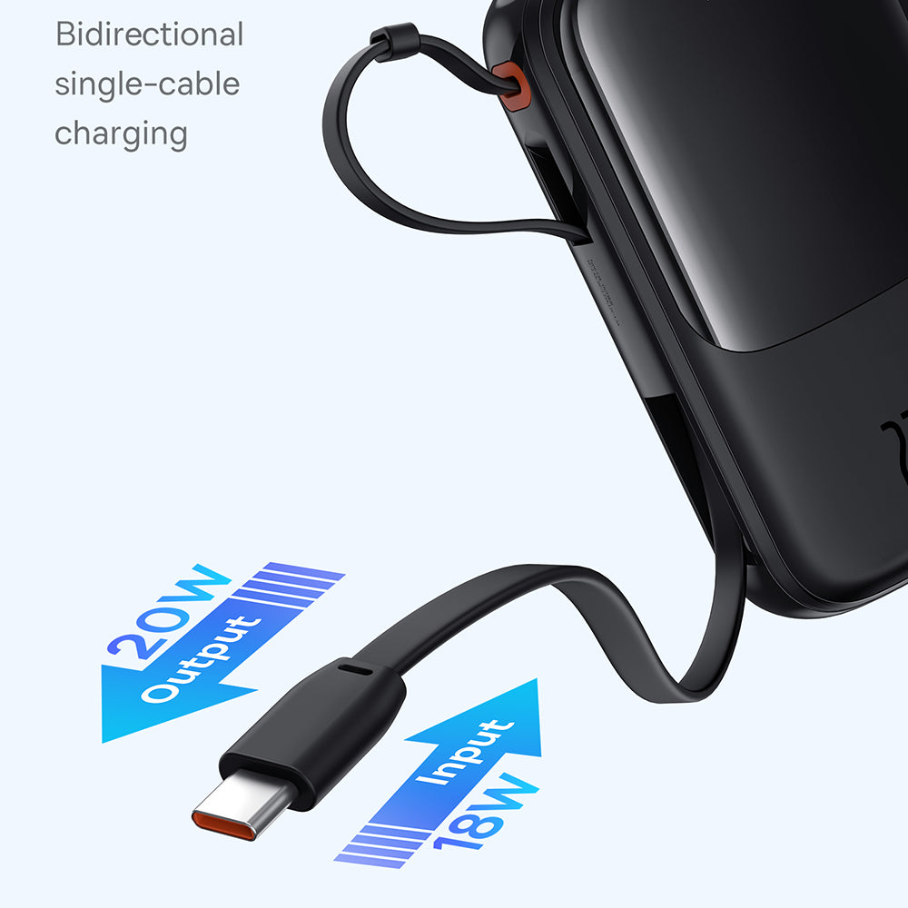 Ekstern batteri Baseus Qpow Pro+, 10000mAh, 22.5W, QC + PD, 1 x USB-A - 2 x USB-C, Sort P10067101113-00