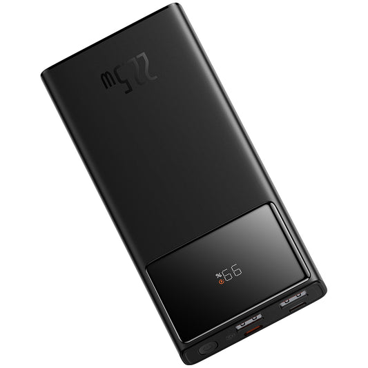 Baseus Star Lord eksternt batteri, 10000 mAh, 22,5 W, QC + PD, 1 x USB-C - 2 x USB-A, sort PPXJ100001