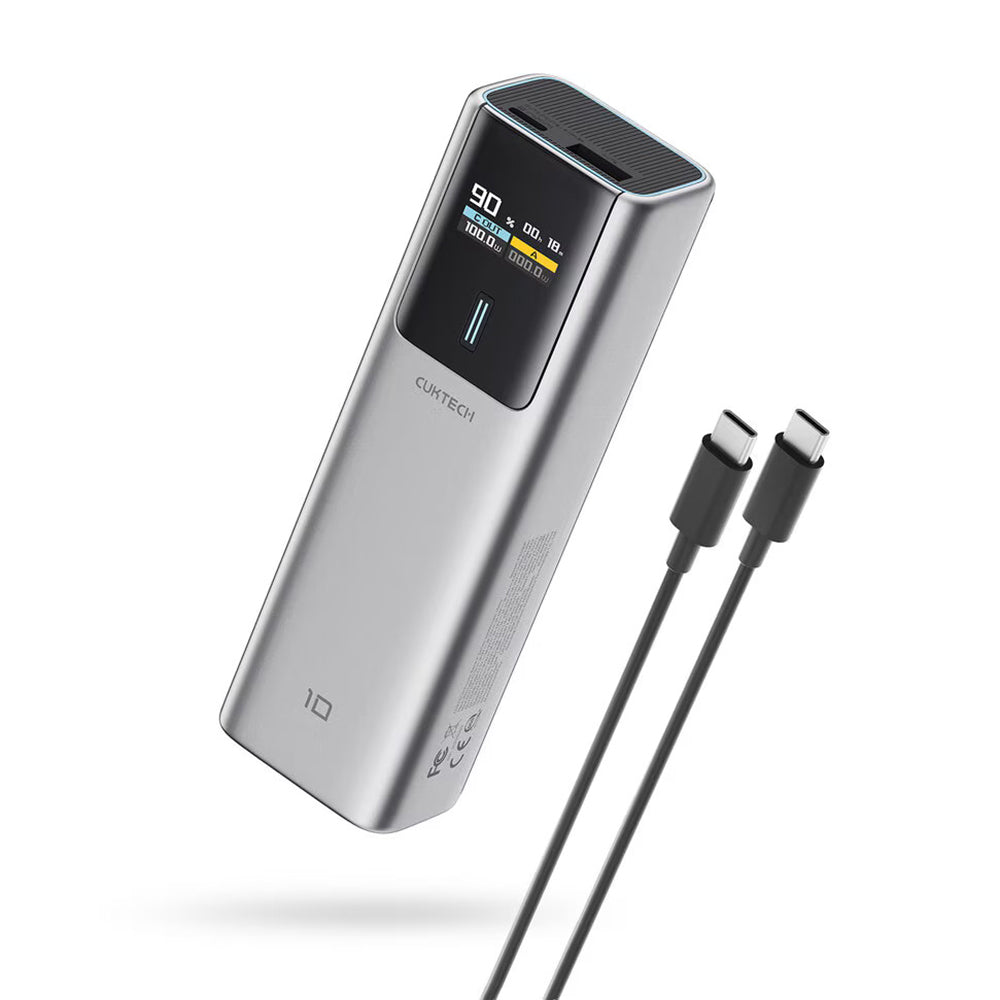 Ekstern Batteri Cuktech PB150P, 15000mAh, 120W, QC + PD, 1 x USB-A - 2 x USB-C, Grå CKPB150POSGR