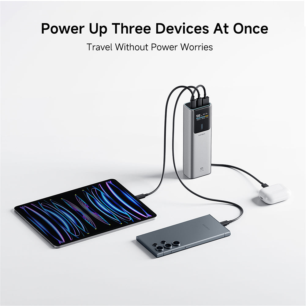 Ekstern Batteri Cuktech PB150P, 15000mAh, 120W, QC + PD, 1 x USB-A - 2 x USB-C, Grå CKPB150POSGR