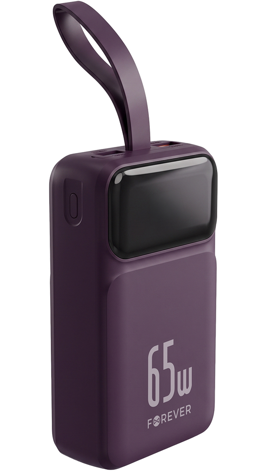 Ekstern Batteri Forever Vibe-TB65, 20000mAh, 65W, QC + PD, 2 x USB-A - 2 x USB-C, Vinrød