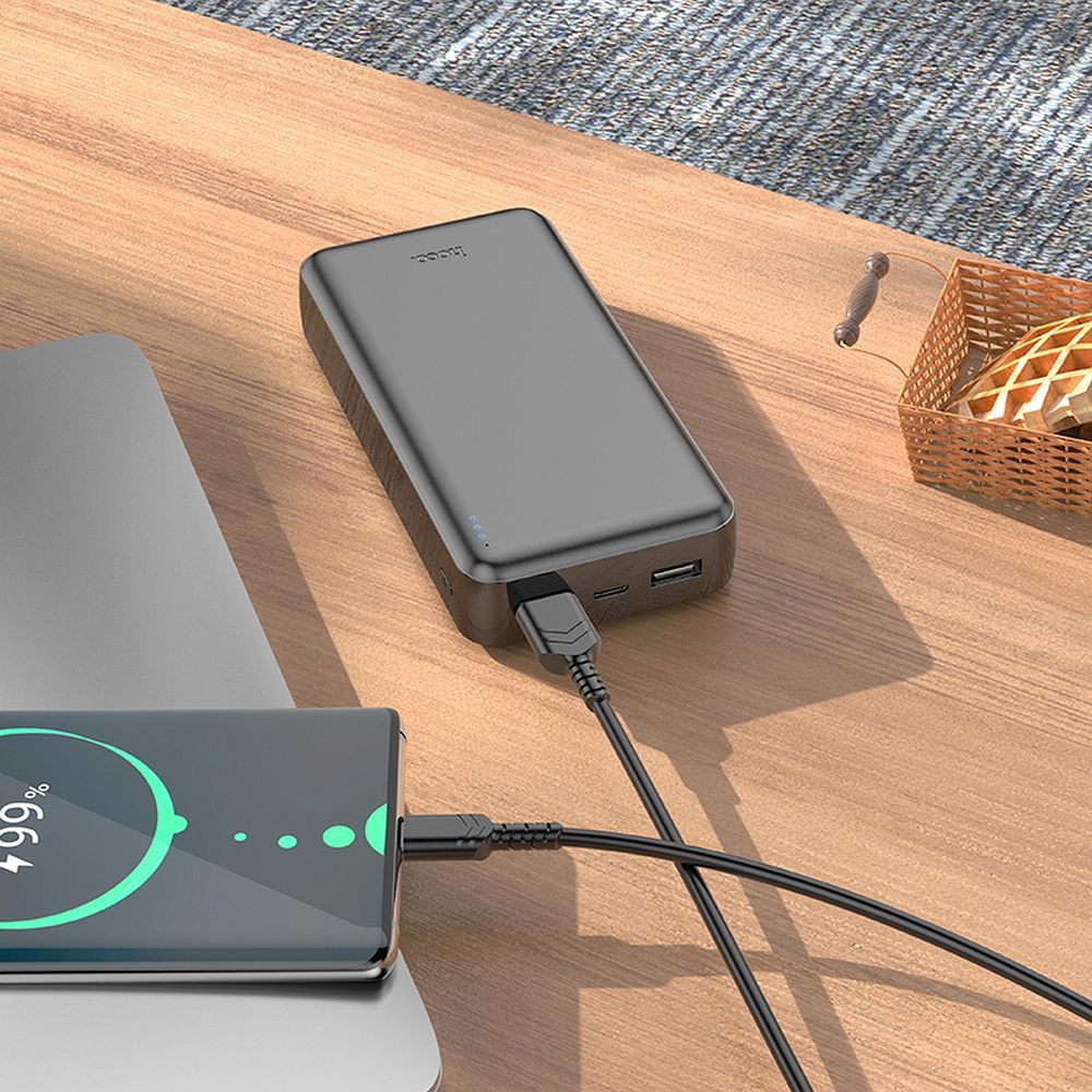 Ekstern Batteri HOCO J100A, 20000mAh, 10W, 2 x USB-A, Sort