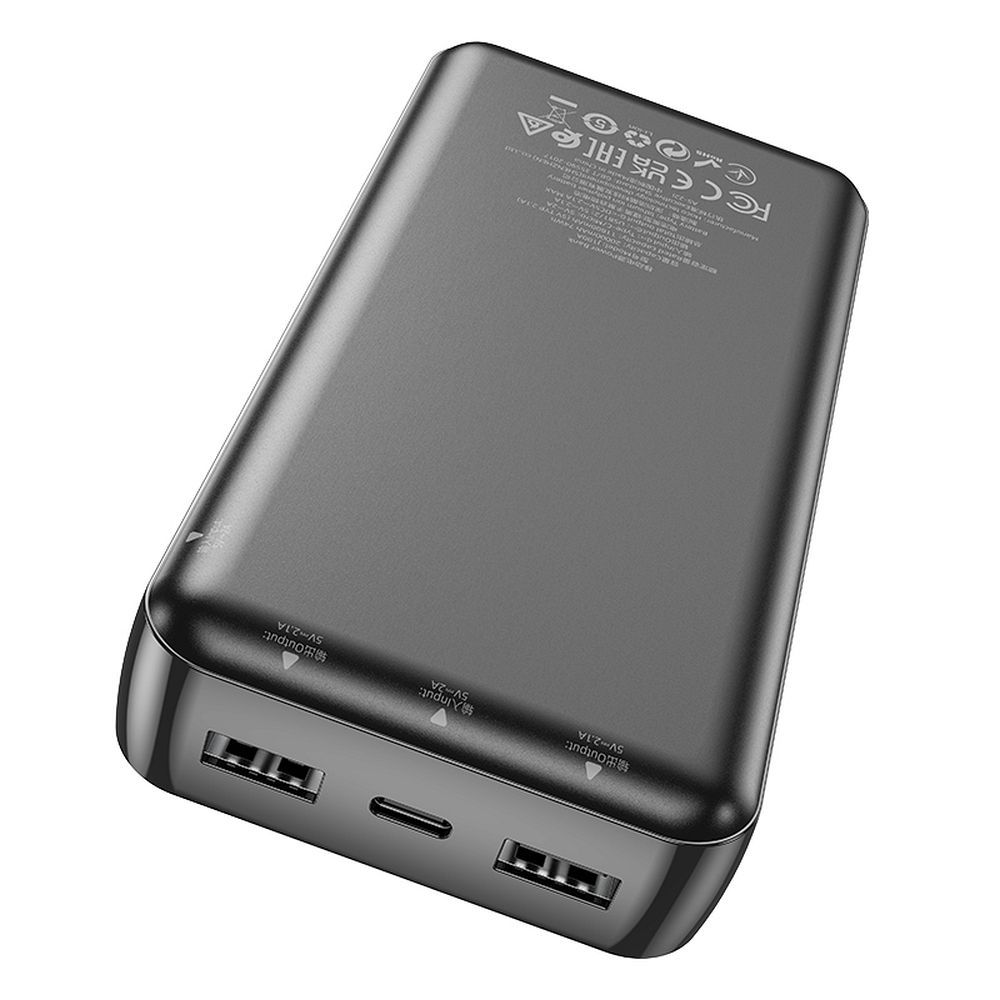 Ekstern Batteri HOCO J100A, 20000mAh, 10W, 2 x USB-A, Sort