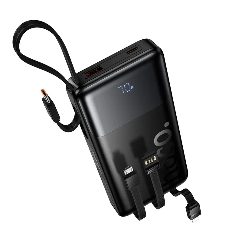 Ekstern Batteri HOCO J156 Founder, 10000mAh, 22.5W, QC + PD, 1 x Lightning - 1 x microUSB - 1 x USB-A - 2 x USB-C, Sort