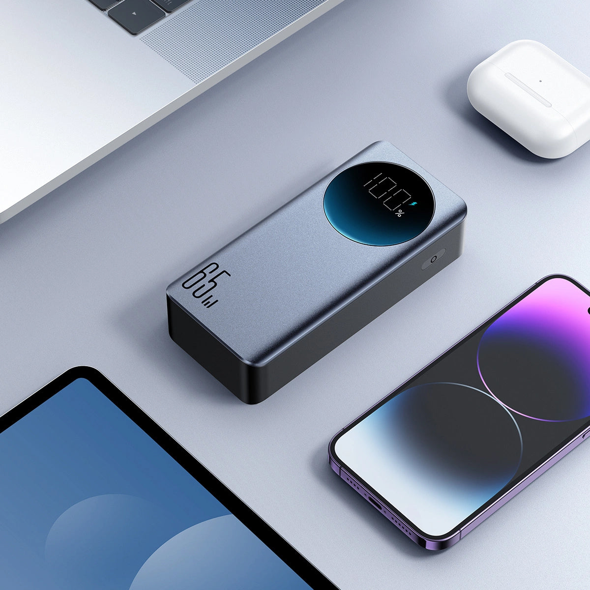 Joyroom JR-PBF05 External Battery, 30000mAh, 65W, QC + PD, 1 x USB-A - 2 x USB-C, Black