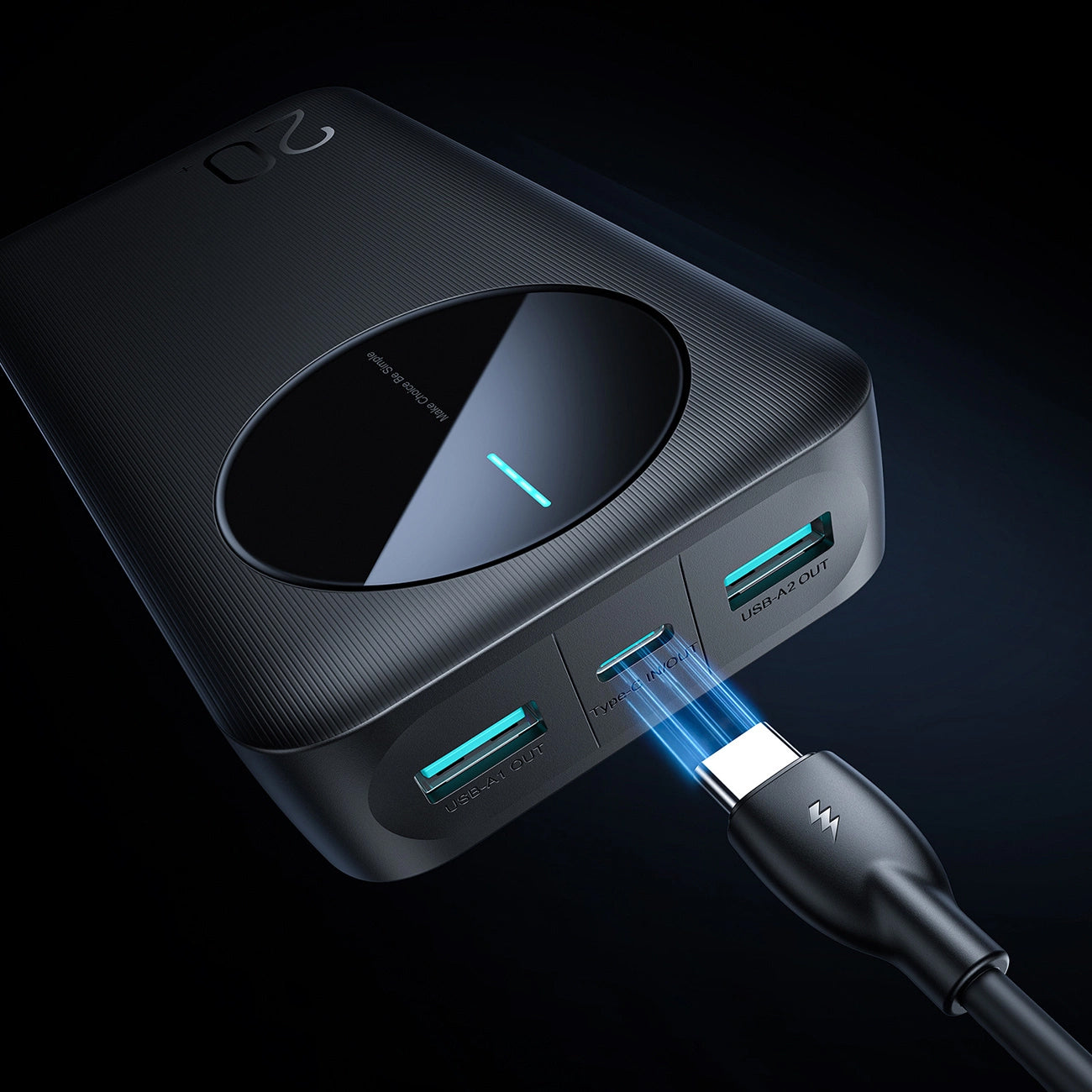 Ekstern batteri Joyroom JR-PBF14, 20000mAh, 12W, 1 x USB-C - 2 x USB-A, Sort