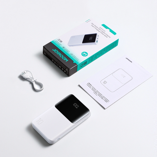 Ekstern Batteri Joyroom JR-QP191, 10000mAh, 22.5W, QC + PD, 1 x USB-A - 2 x USB-C, Hvid