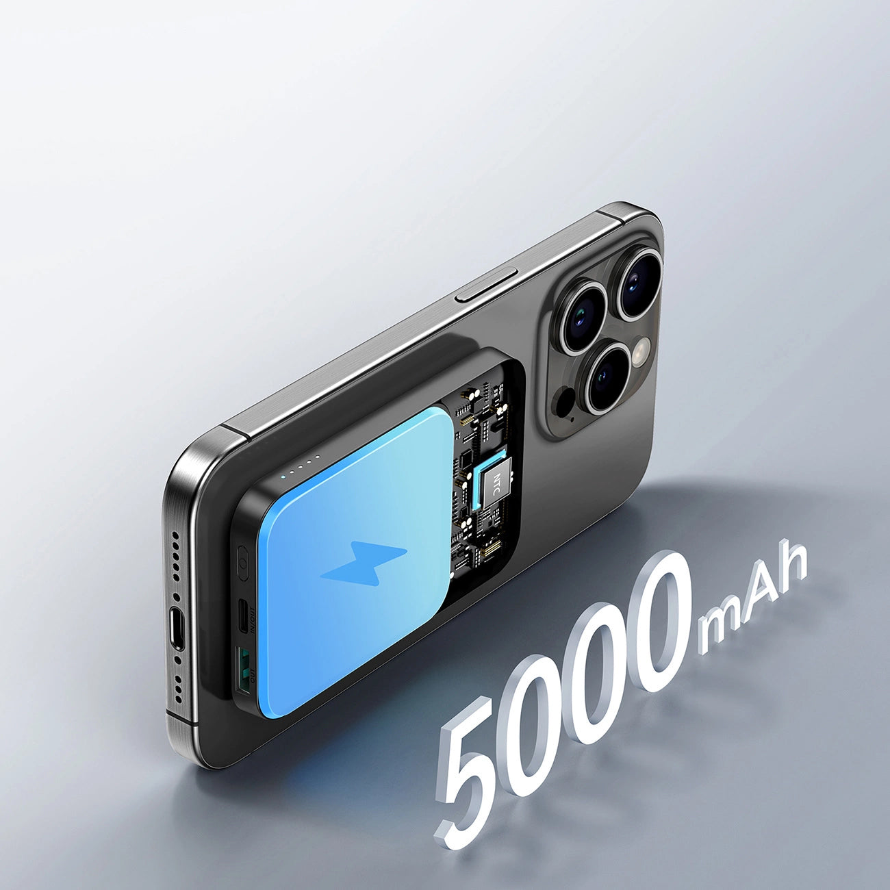 Ekstern Trådløs Batteri Joyroom JR-W020 Mini, 5000mAh, 20W, QC + PD + FQI, 1 x QI - 1 x USB-A - 1 x USB-C, Sort