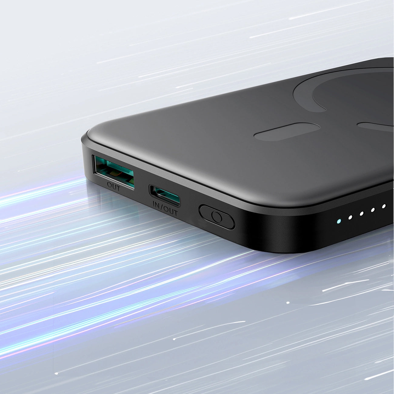 Ekstern Trådløs Batteri Joyroom JR-W020 Mini, 5000mAh, 20W, QC + PD + FQI, 1 x QI - 1 x USB-A - 1 x USB-C, Sort