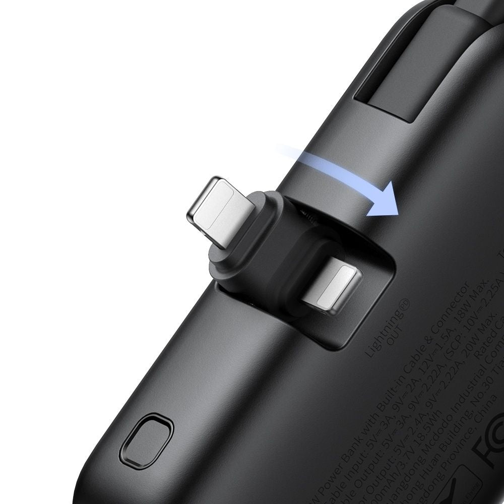 Ekstern batteri McDodo MC-7800 Freekit, 5000mAh, 22.5W, PD, 1 x Lightning - 2 x USB-C, Sort