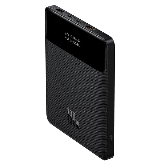Baseus Blade Ultrathin Eksternt Batteri, 20000mAh, 100W, QC + PD, 2 x USB-A - 2 x USB-C, Sort PPBL000201 PPBL000201