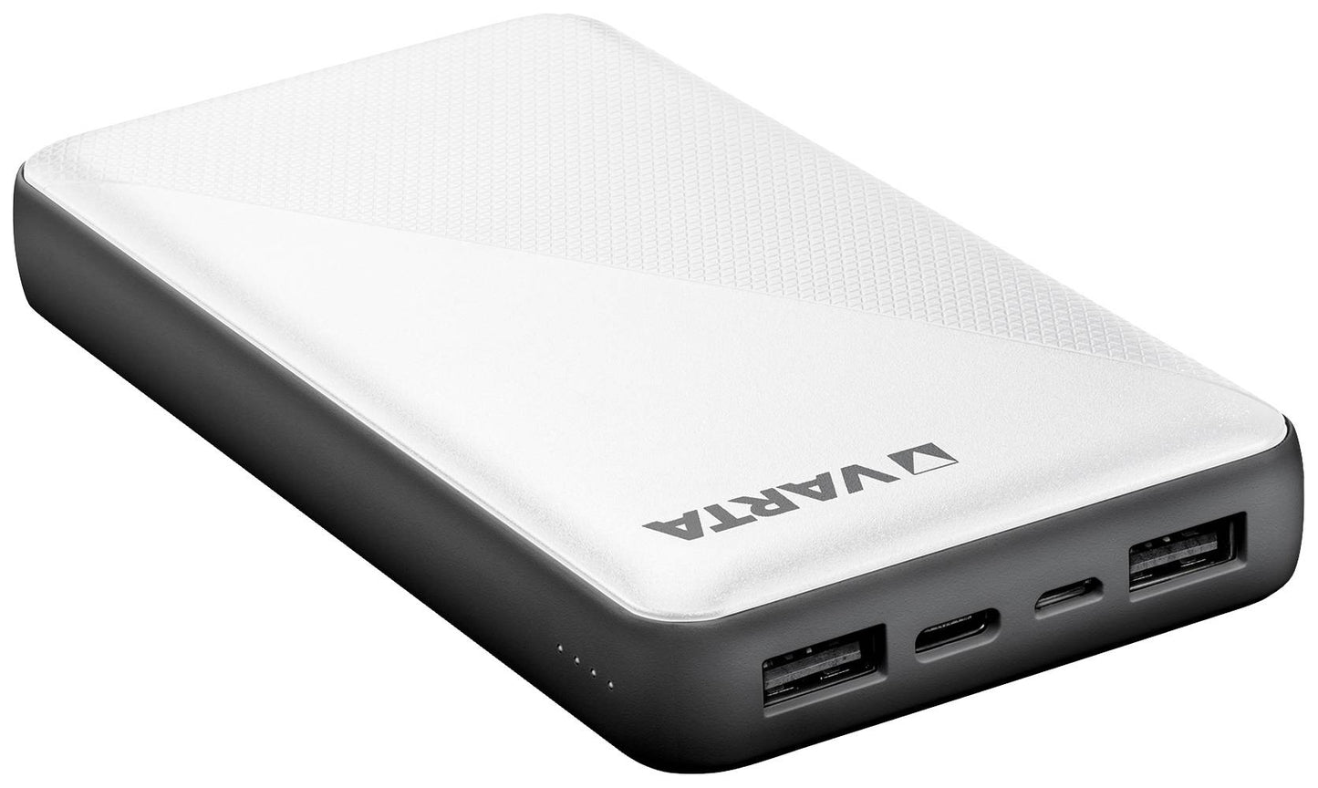 Varta Energy Eksternt batteri, 15000mAh, 15W, 2 x USB-A - 1 x USB-C, Hvid