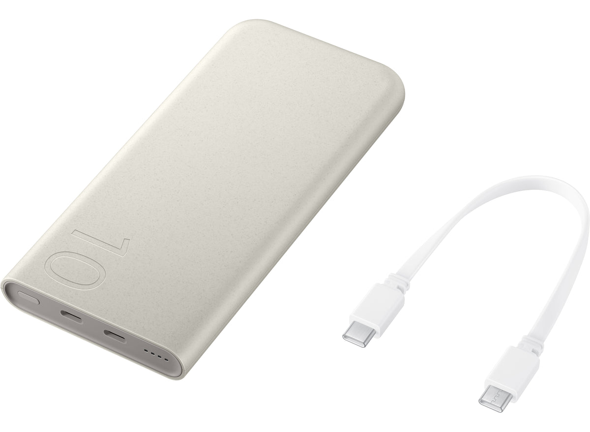Samsung Ekstern Batteri, 10000mAh, 25W, PD, 2 x USB-C, Beige, Genforseglet EB-P3400XUEGEU
