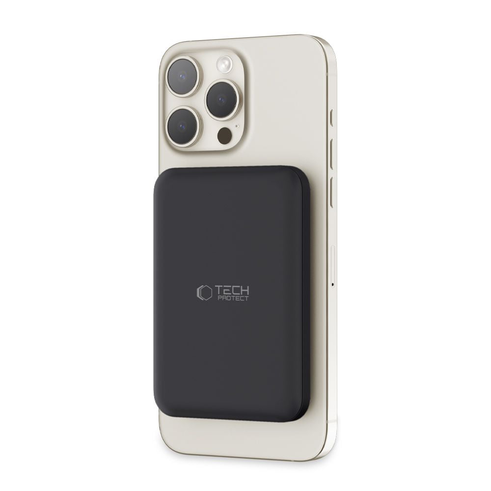 Tech-Protect PB10 LifeMag trådløst eksternt batteri, 5000mAh, 15W, PD + FQI, 1 x QI - 1 x USB-C, sort