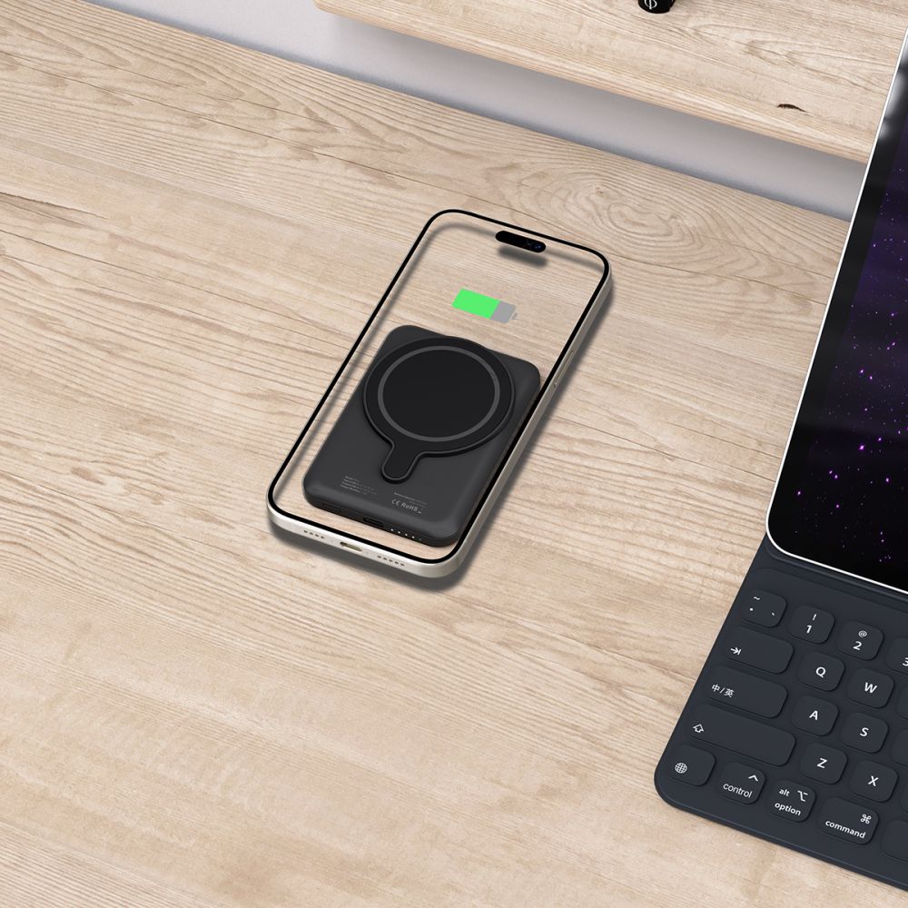 Tech-Protect PB10 LifeMag trådløst eksternt batteri, 5000mAh, 15W, PD + FQI, 1 x QI - 1 x USB-C, sort