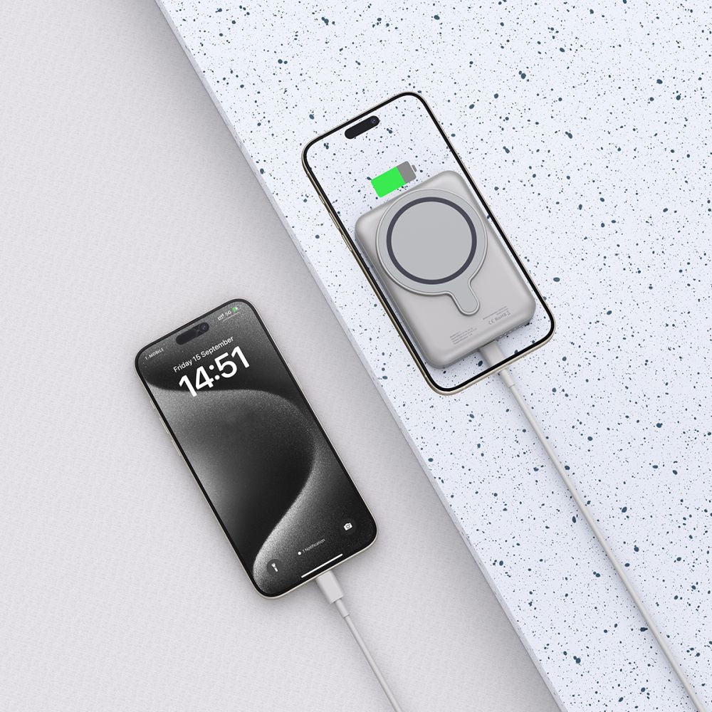 Eksternt trådløst batteri Tech-Protect PB11 LifeMag, 10000mAh, 15W, PD + FQI, 1 x QI - 1 x USB-C, grå