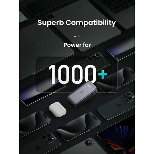 Ekstern Batteri UGREEN PB502, 10000mAh, 30W, QC + PD, 1 x USB-A - 1 x USB-C, Grå