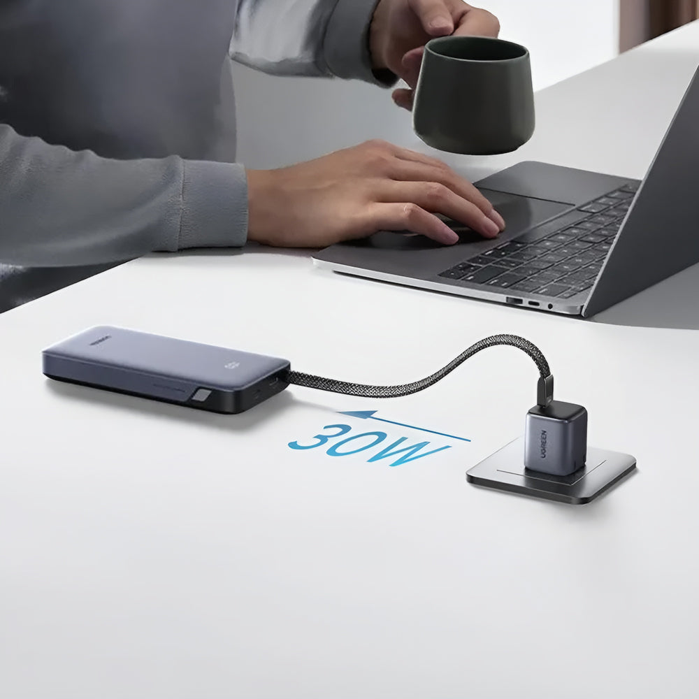 Ekstern Batteri UGREEN PB528 (55985B), 20000mAh, 30W, QC + PD, 1 x USB-A - 3 x USB-C, Grå