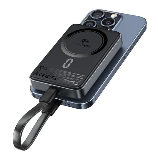 Trådløs Ekstern Batteri Acefast M11, 10000mAh, 30W, PD + FQI, 1 x QI - 1 x USB-C, Sort