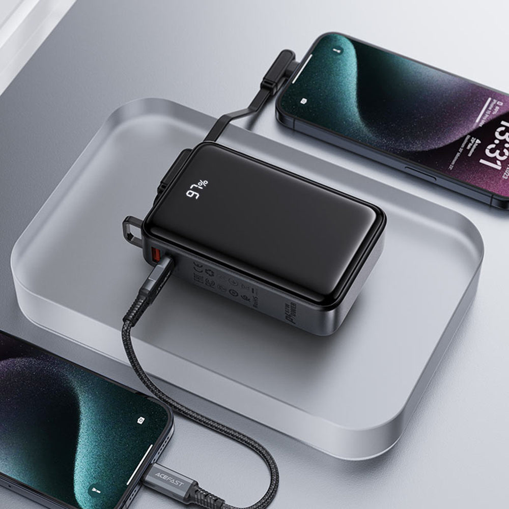 Ekstern batteri Acefast M4, 20000mAh, 67W, PD, 1 x USB-A - 2 x USB-C, Sort