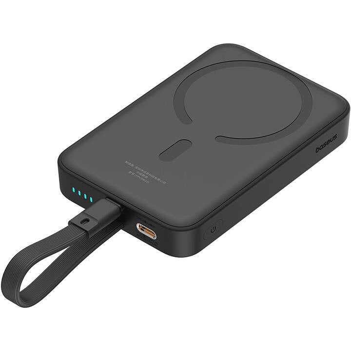 Ekstern trådløs batteri Baseus Magnetic Mini, 10000mAh, 20W, PD + FQI, 1 x Lightning - 1 x QI - 1 x USB-C, Sort P10022109113-00