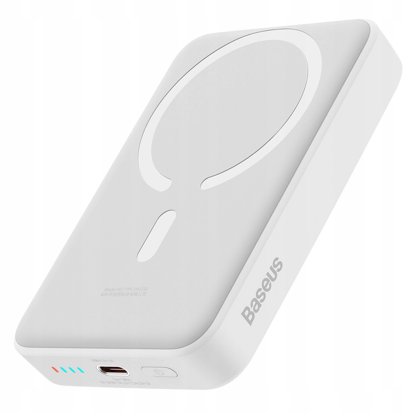Ekstern trådløs batteri Baseus Magnetic Mini, 10000mAh, 30W, PD + FQI, 1 x QI - 1 x USB-C, Hvid PPCX110202