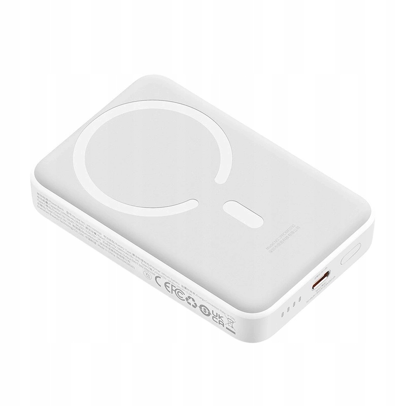 Ekstern trådløs batteri Baseus Magnetic Mini, 10000mAh, 30W, PD + FQI, 1 x QI - 1 x USB-C, Hvid PPCX110202