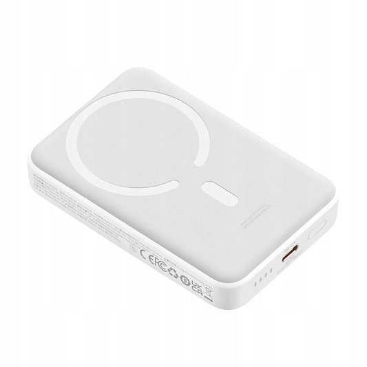 Ekstern trådløs batteri Baseus Magnetic Mini, 10000mAh, 30W, PD + FQI, 1 x QI - 1 x USB-C, Hvid PPCX110202