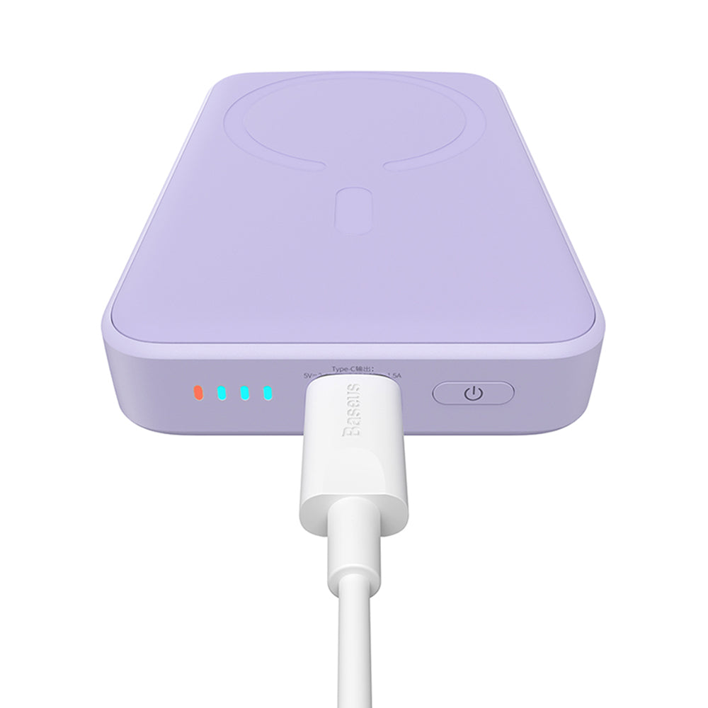 Ekstern trådløs batteri Baseus Magnetic Mini, 10000mAh, 20W, PD + FQI, 1 x QI - 1 x USB-C, Lilla PPCX110105