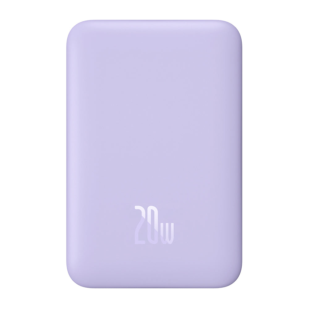 Ekstern trådløs batteri Baseus Magnetic Mini, 10000mAh, 20W, PD + FQI, 1 x QI - 1 x USB-C, Lilla PPCX110105