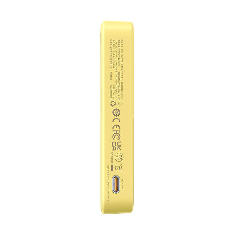 Ekstern trådløs batteri Baseus MagPro PPCXZ05, 5000mAh, 20W, PD + FQI, 1 x QI - 1 x USB-C, Gul P10064101Y23-00