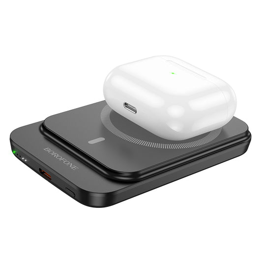 Ekstern Trådløs Batteri Borofone BJ63 Nimble, 5000mAh, 20W, PD + FQI, 1 x QI - 1 x USB-C, Sort