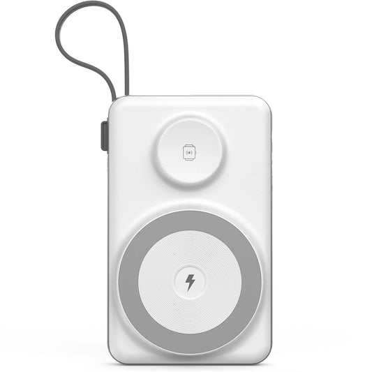 Choetech B695 trådløst eksternt batteri, 10000mAh, 20W, QC + PD + FQI, 1 x Lightning - 1 x USB-A - 2 x QI - 2 x USB-C, hvid